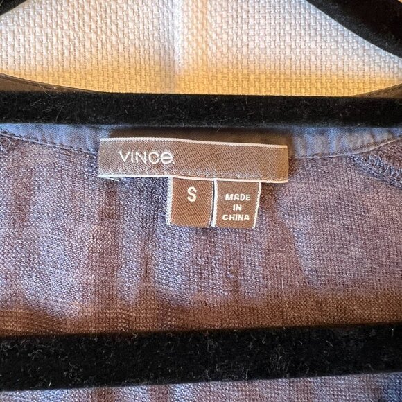 VINCE Women's Blue Henley Drawstring Waist Shirt Dress Roll Tab Sleeve Sz Small - Picture 2 of 11